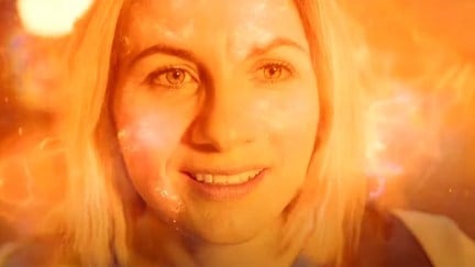 Jodie Whittaker as the Doctor regenerating
