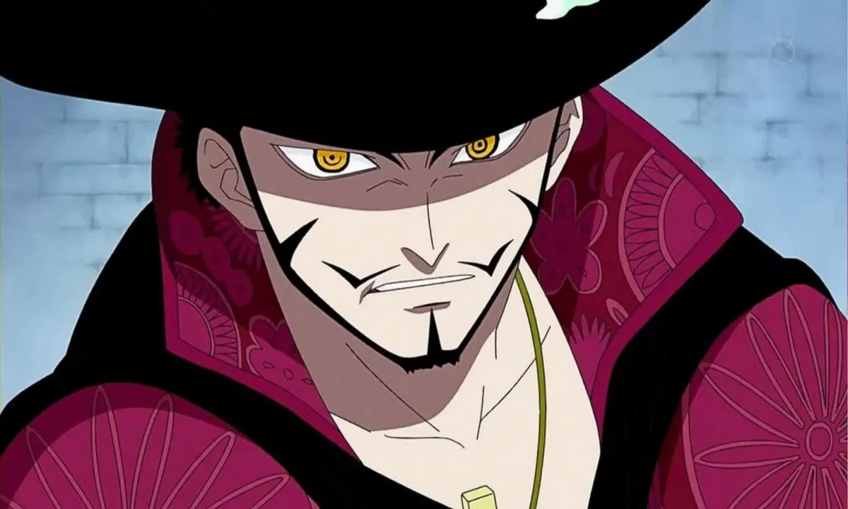 Mihawk from One Piece smiling