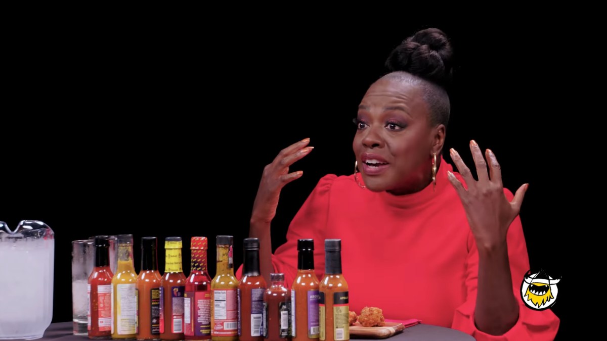 Viola Davis on the 10/13/2022 epsiode of Hot Ones. Image: First We Feast.