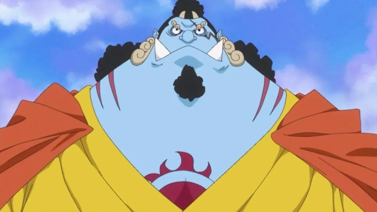 Jimbei the Fishman stands stoic in "One Piece"