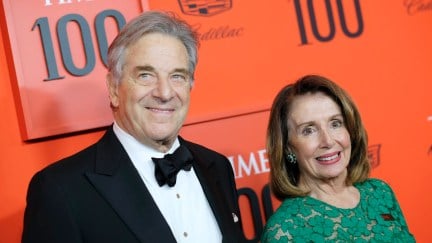 Paul and Nancy Pelosi smile at an event for Time 100