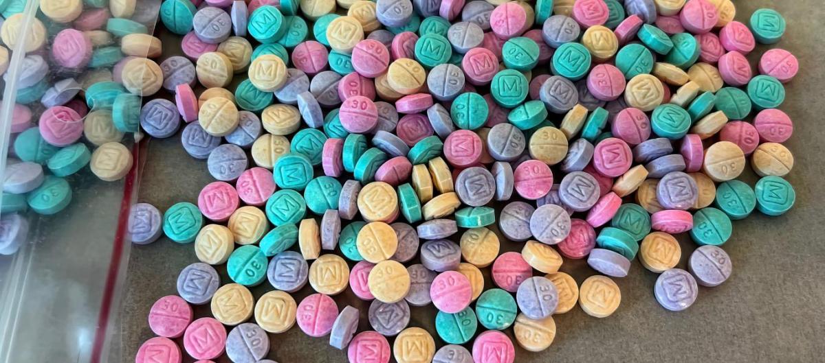 Fentanyl pills in rainbow colors.