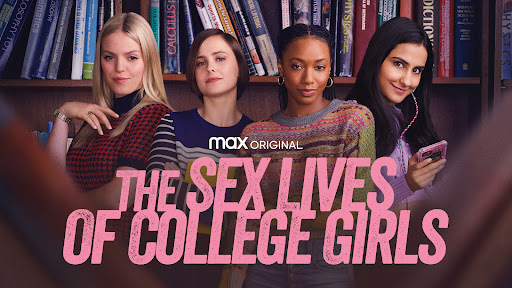 Sex Lives of College Girls HBO promo picture. Pauline Chalamet, Renee Rapp, Amrit KAur, and Alyah Chanelle  Scott