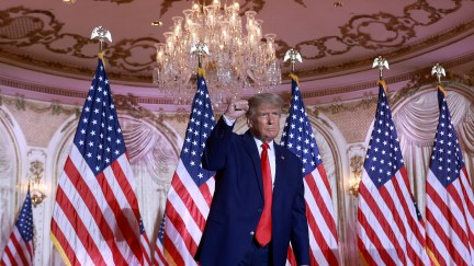Trump with flags