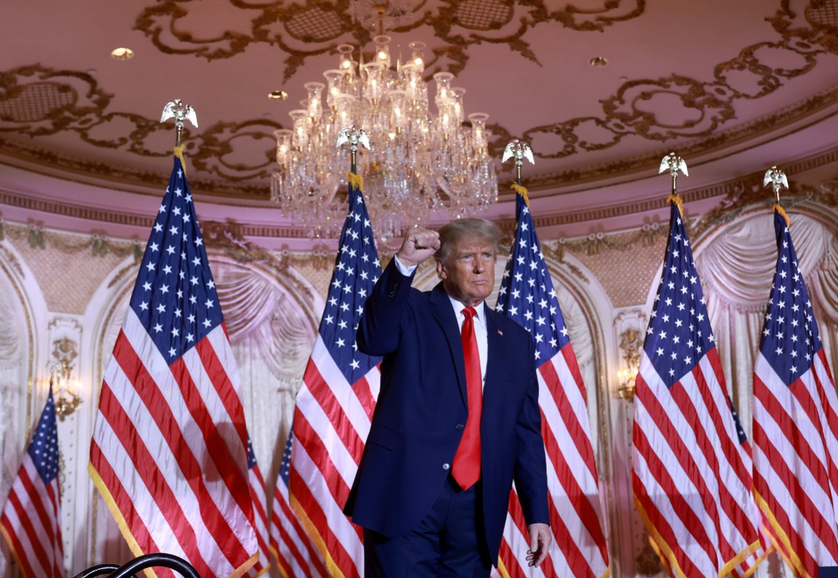 Trump with flags