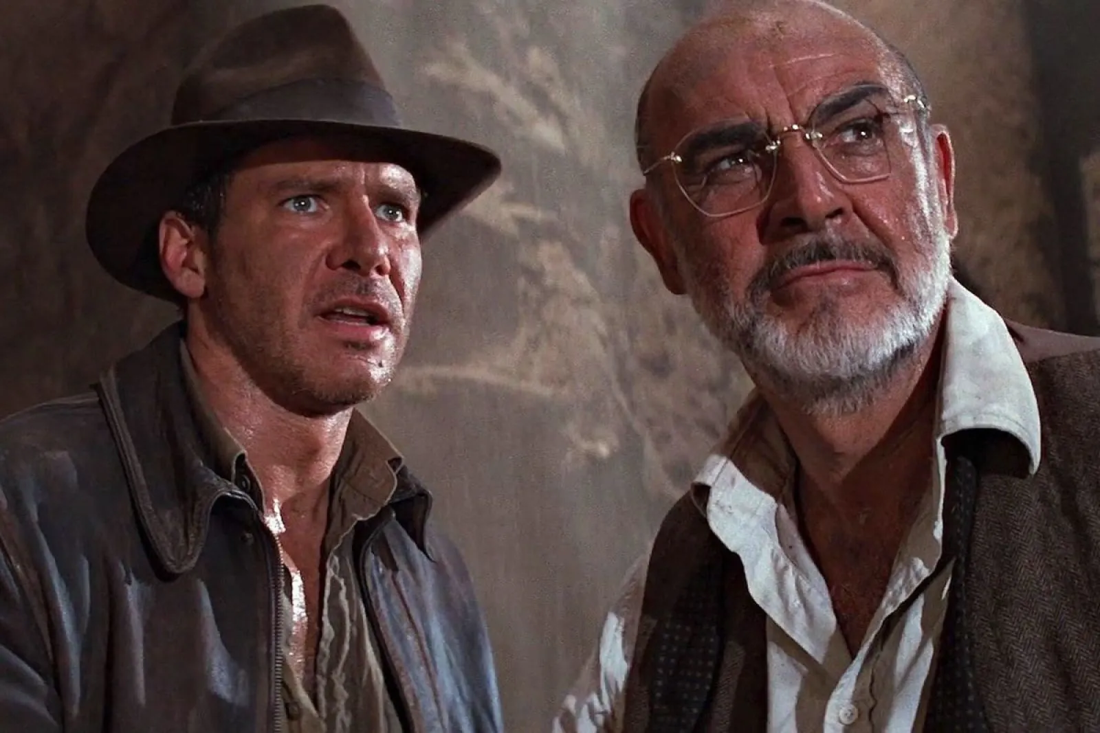 Harrison Ford as Indiana Jones and Sean Connery as Henry Jones in Indiana Jones and the Last Crusade