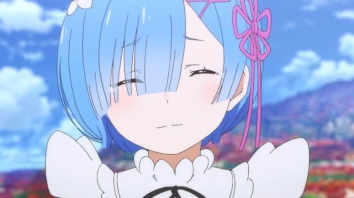 Rem from ReZero smiling cutely (White Fox)