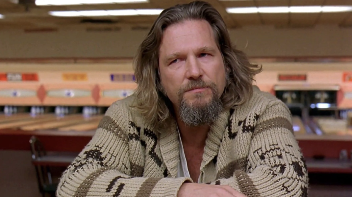 Jeff Bridges leaning against the bar in The Big Lebowski