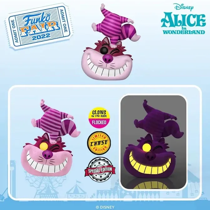 The Funko Pop figurines dedicated to Alice in Wonderland's Cheshire Cat