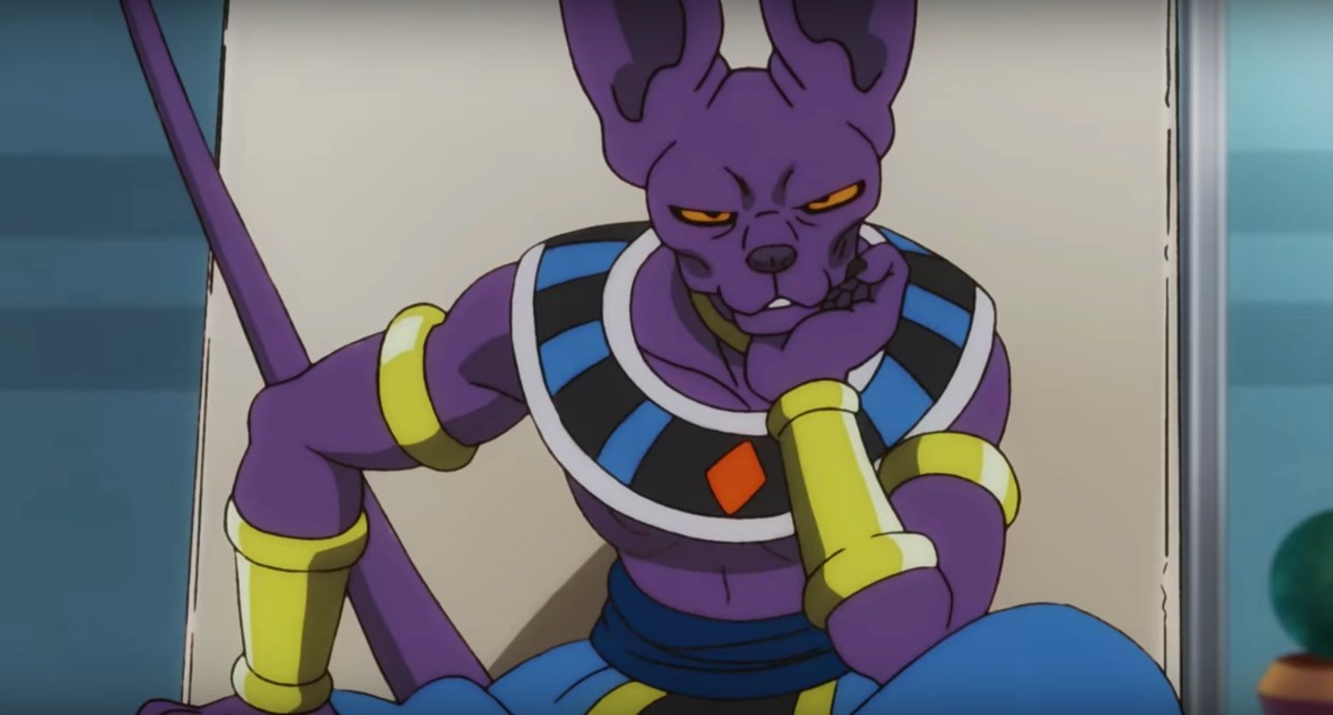 Beerus from Dragon Ball Super looking smug