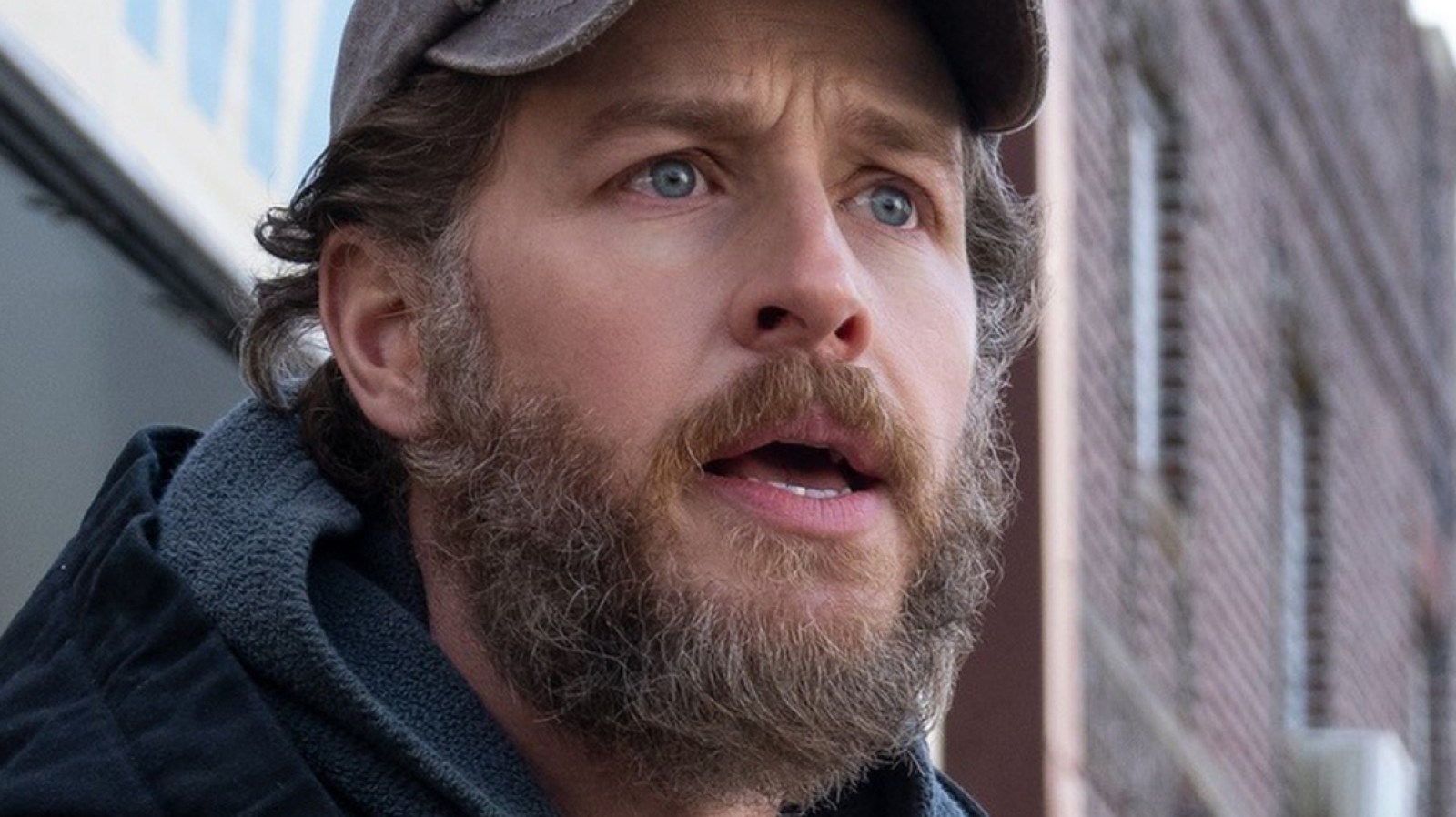 Josh Dallas has a big beard and cap as Ben Stone in 'Manifest'