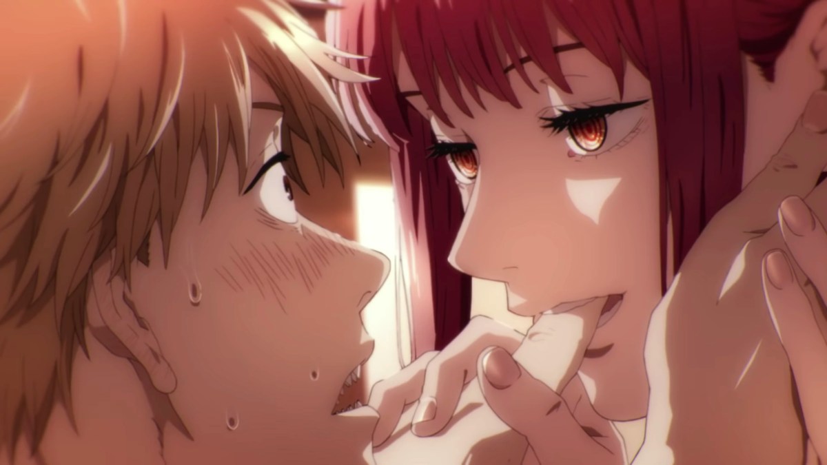 Makima biting Denji's finger in 'Chainsaw Man'