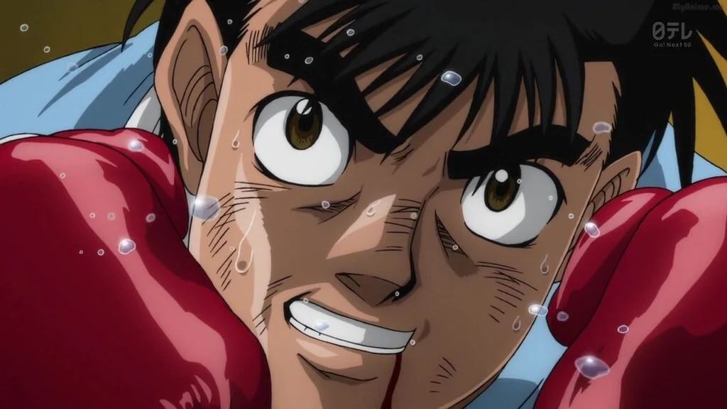 Our hero Ippo sweating bullets in the ring