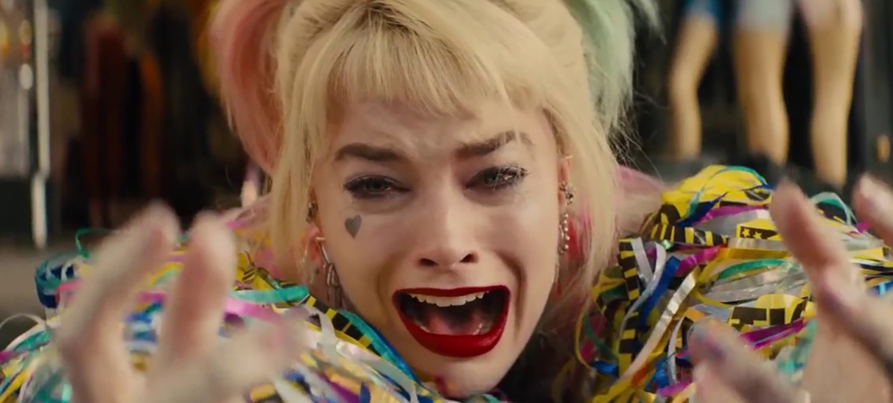 Margot Robbie as Harley Quinn in Birds of Prey crying