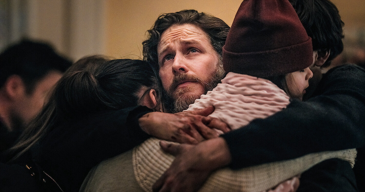 Josh Dallas as Ben Stone hugs his children in season 4 of Netflix's 'Manifest'