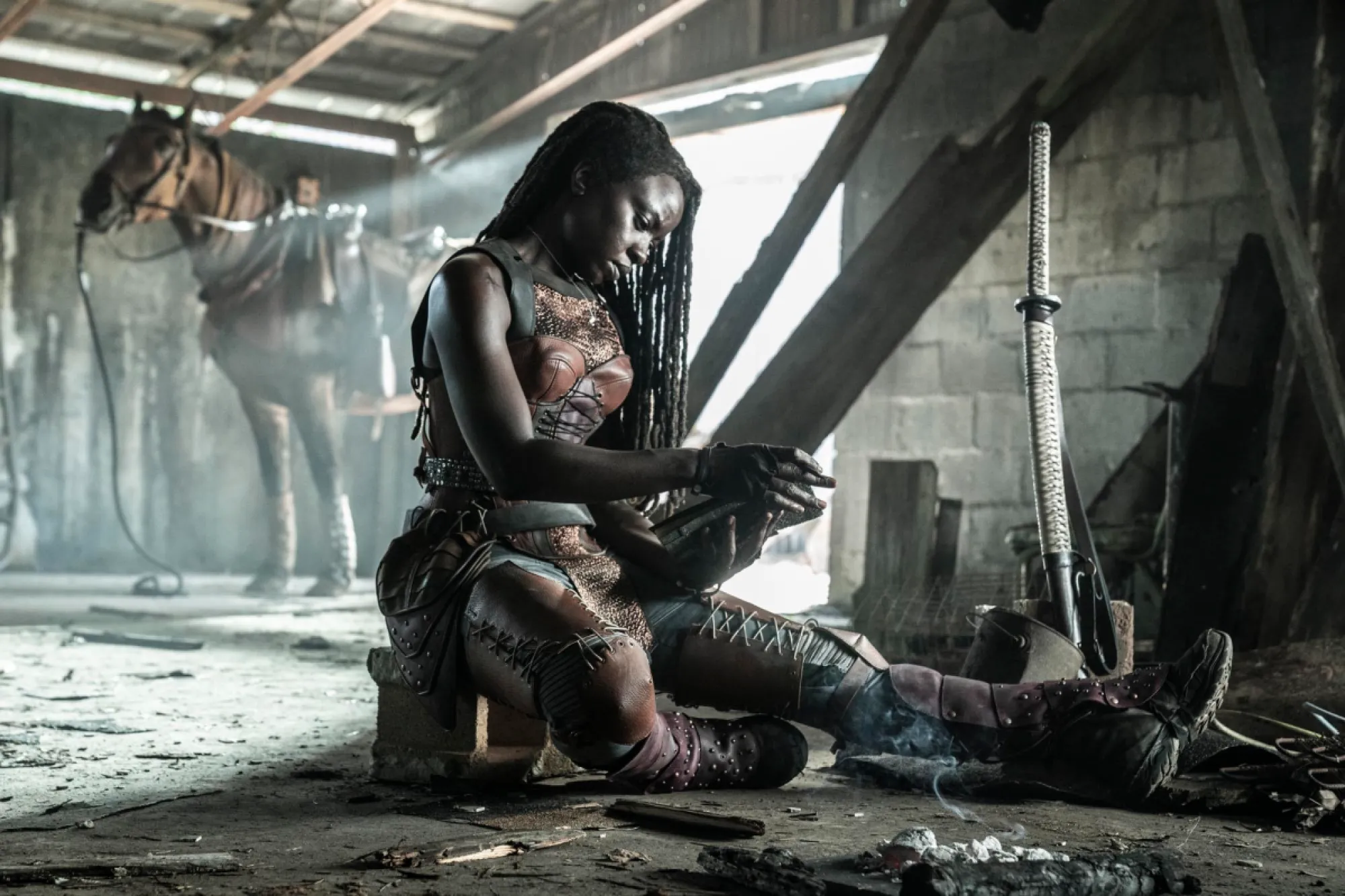 Danai Gurira as Michonne in The Walking Dead series finale