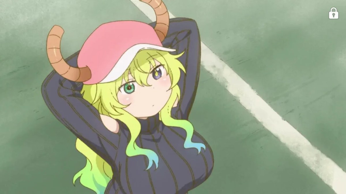 Lucoa with arms behind her head looking bored