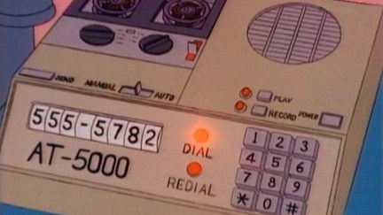 A closeup of an autodialer machine from an episode of The Simpsons.