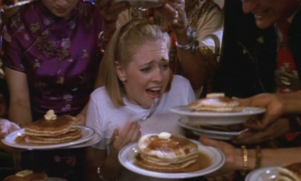 Sabrina Spellman overwhelmed by all the pancakes she wants to eat