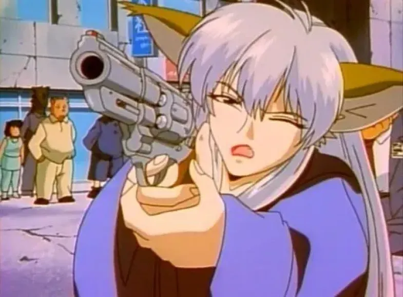 sakura boku with a revolver wanting to know if you feel lucky