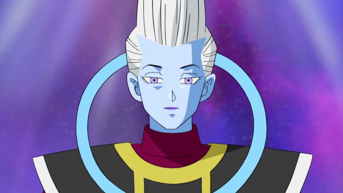 Whis from Dragon Ball Super smiling calmly