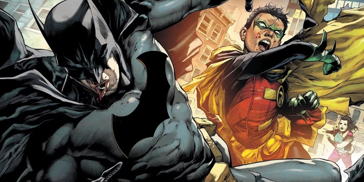 Bruce Wayne (a.k.a. Batman) and his son Damian Wayne as Robin in DC Comics