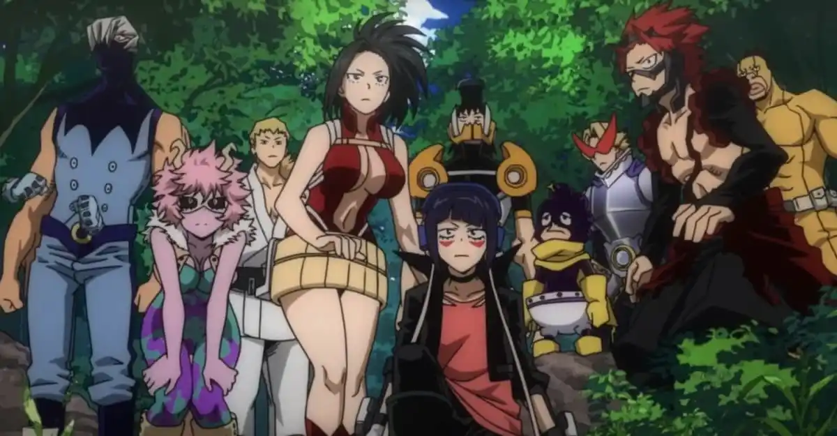 Class 1A looks startled in an image from 'My Hero Academia' season 6