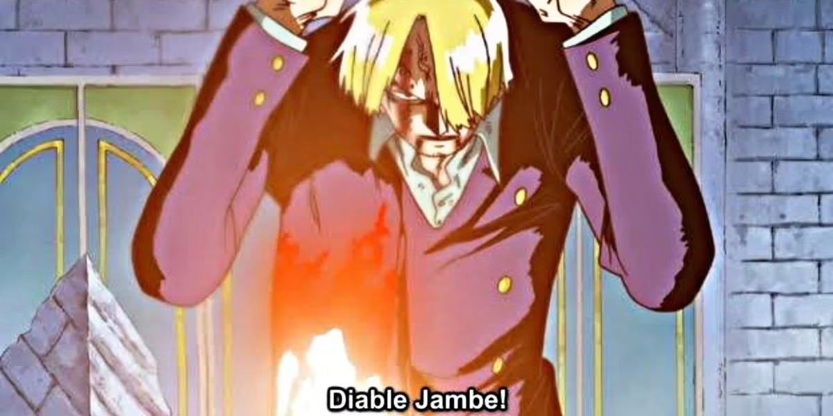 A determined Sanji sets his foot in fire in "One Piece"
