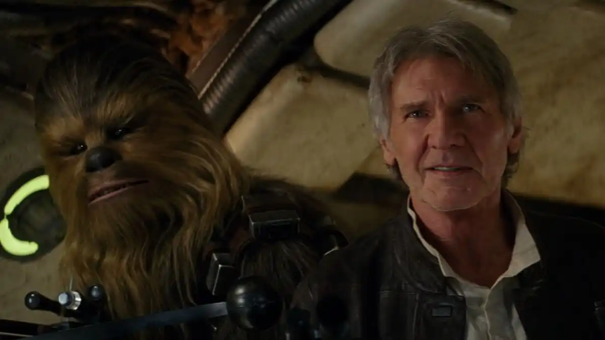 Han Solo and Chewbacca in Star Wars Episode VII The Force Awakens