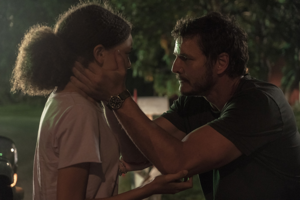 Nico (Sarah Miller) and Joel (Pedro Pascal) share an intense moment in 'The Last of Us'