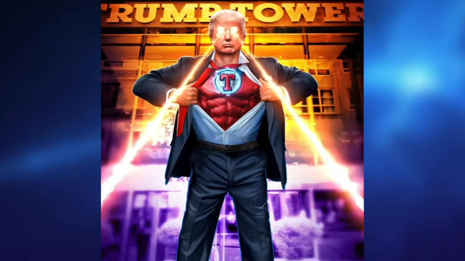 Donald Trump as a superhero. From the Trump Cards NFT collection.