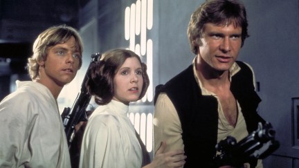 Han Solo, Leia, and Luke in A New Hope