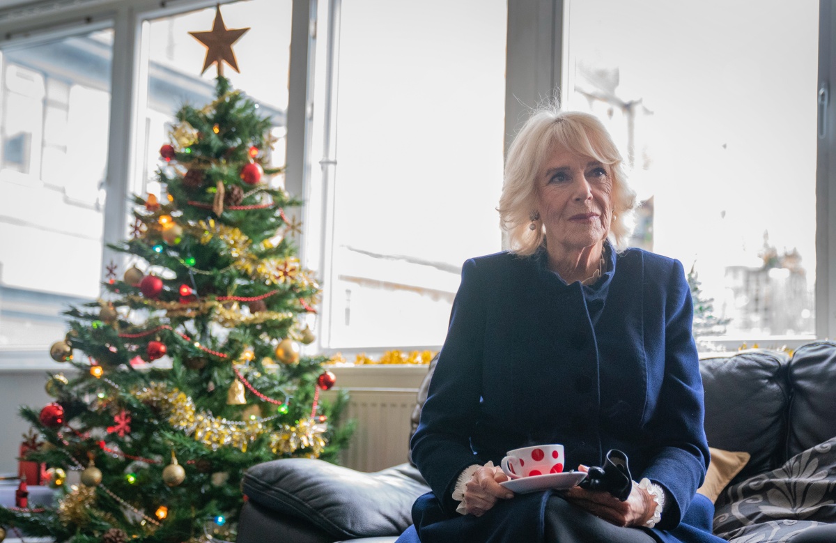 \Camilla, Queen Consort during a visit to The Emmaus Community at Bobby Vincent House in West Norwood on December 13, 2022 in London, England. The Queen Consortt visited the charity to hear about the their efforts to develop a women-only provision for those experiencing homelessness.