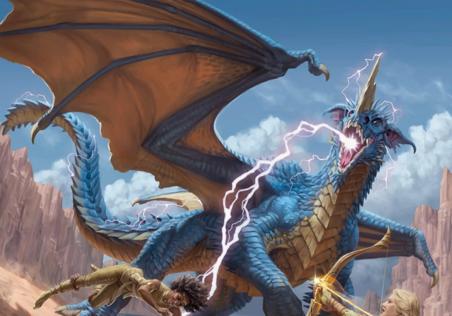A dragon spews lightning in artwork for 'Dungeons & Dragons'