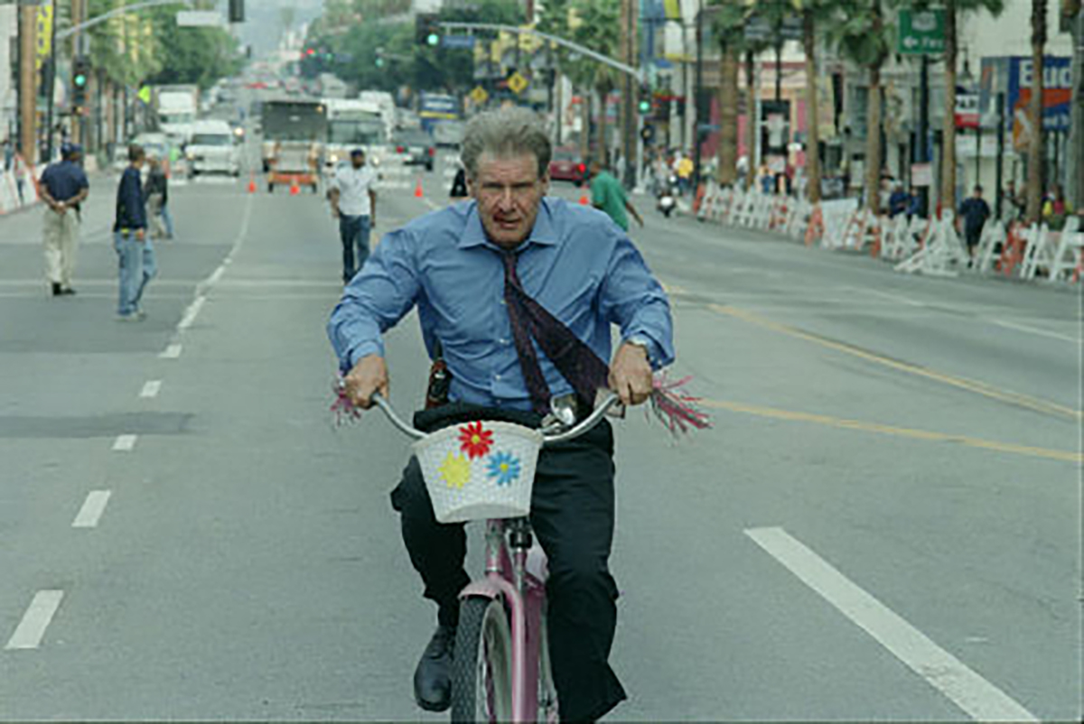 Harrison Ford on a bike in Hollywood Homicide