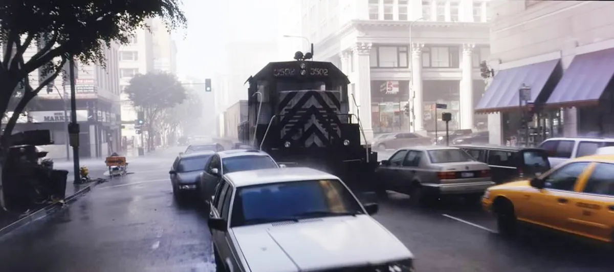that train going through LA in inception