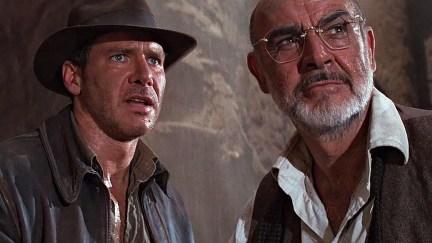 Sean Connery as Henry Jones Sr. and Harrison Ford as Indiana Jones in the Last Crusade