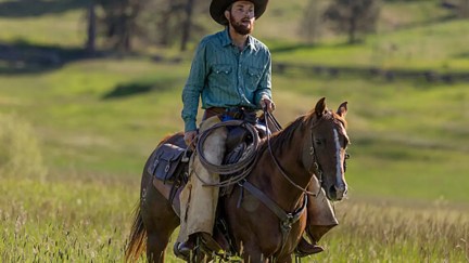 Kai Caster as Rowdy in Yellowstone on a horse
