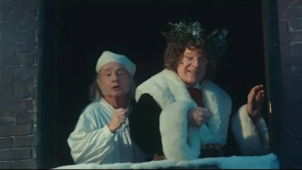 Martin Short as Scrooge and Steve Martin as the Ghost of Christmas Present