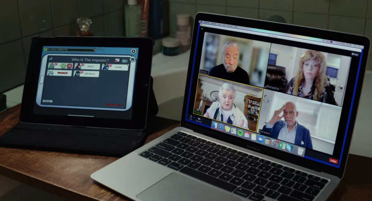 the zoom game of among us in glass onion