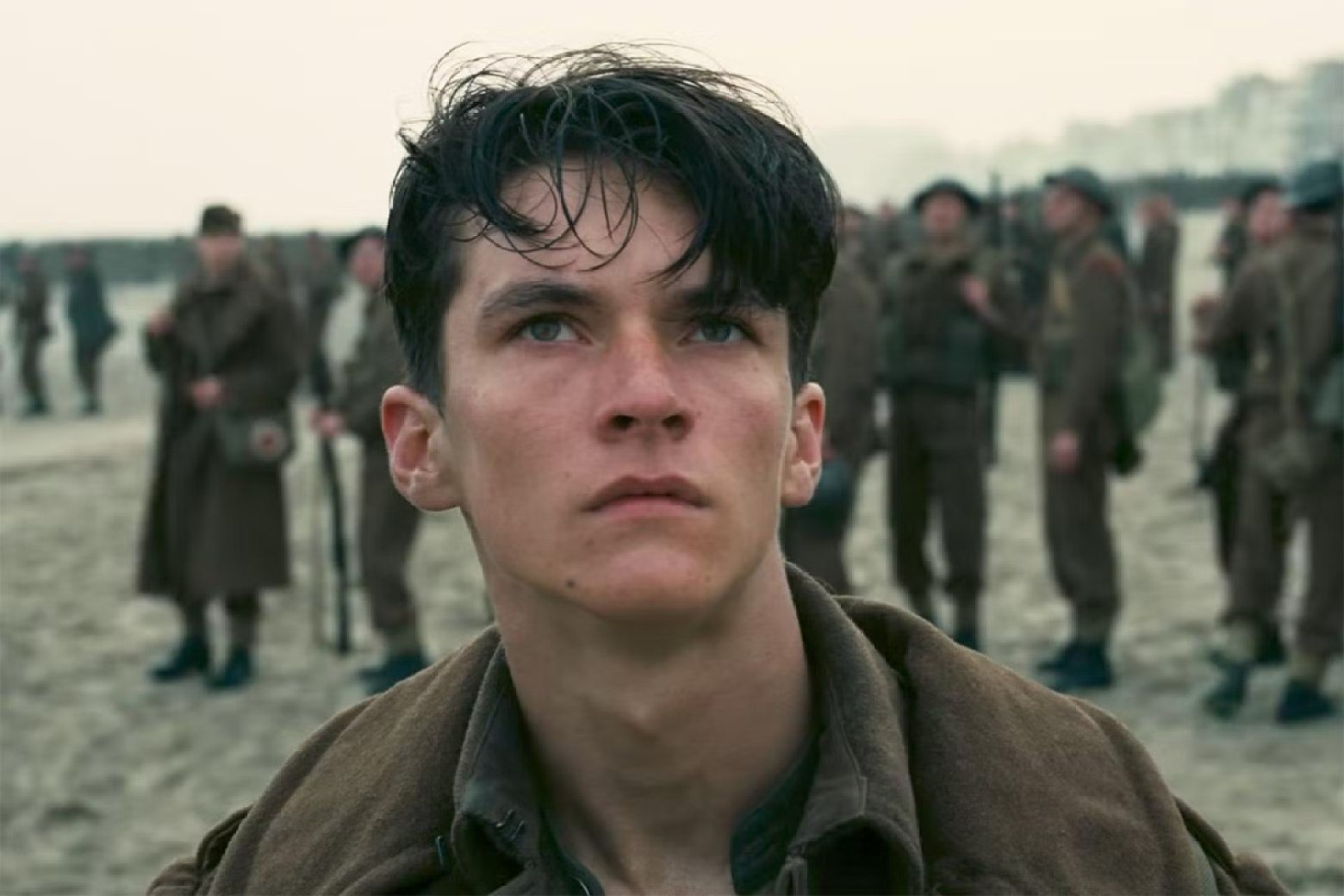 Fionn Whitehead as Tommy in Christopher Nolan's Dunkirk