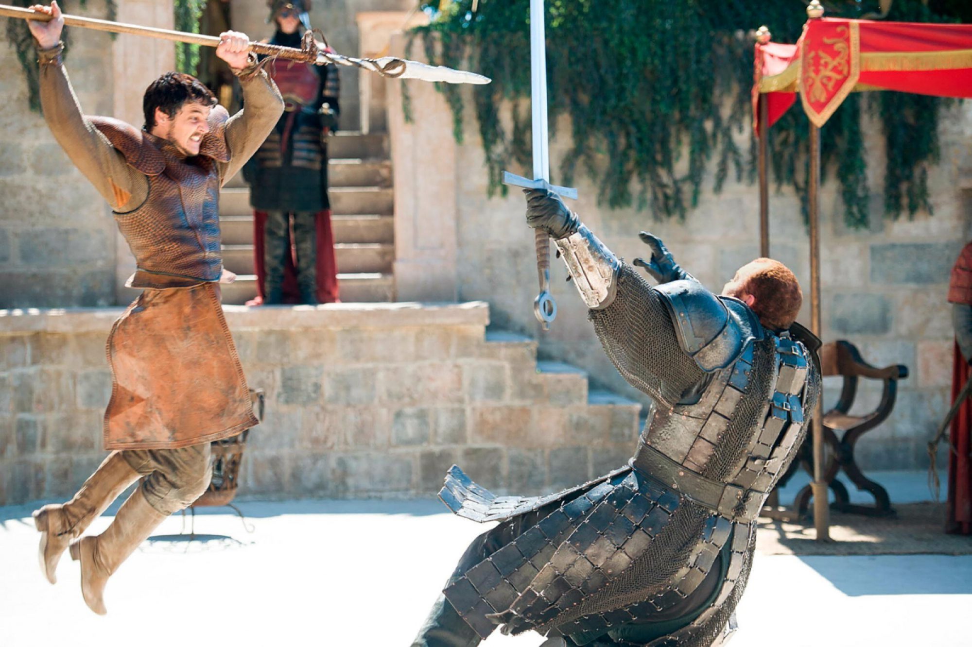 Oberyn Martell and Gregor Clegane fight in a trial by combat during Game of Thrones' season 4