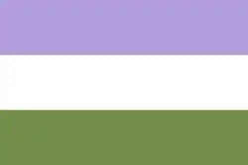 Genderqueer Pride flag: Purple, white, and green stripes