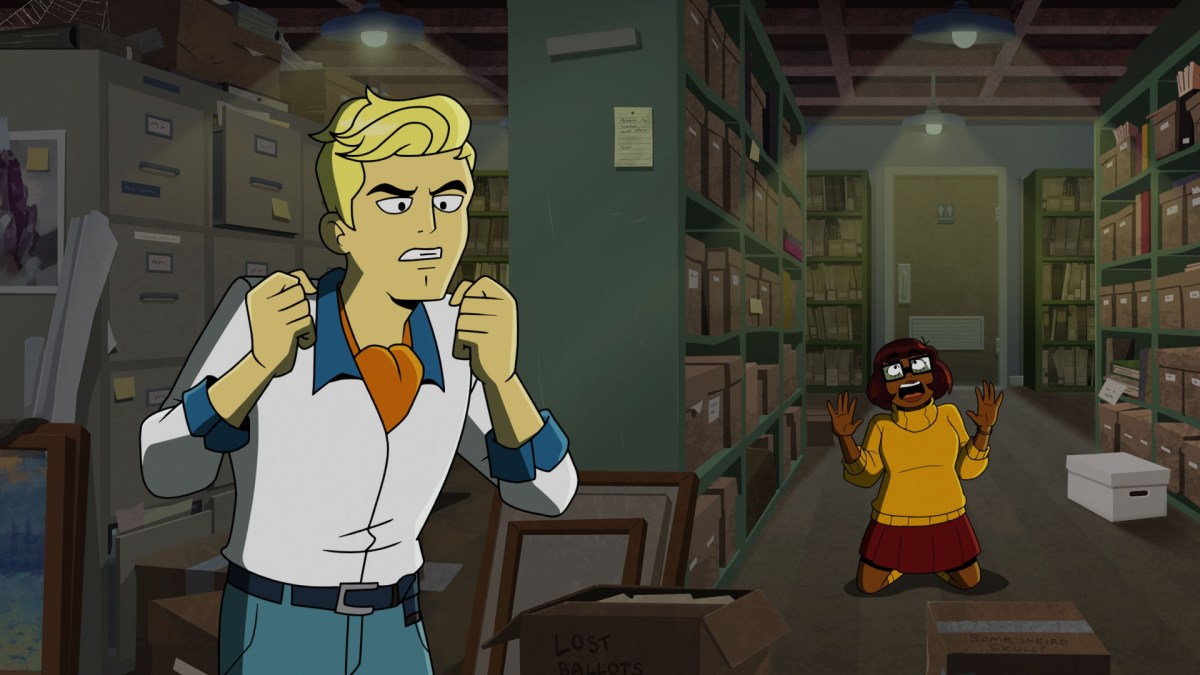 Fred, voiced by Glenn Howerton, expresses frustration in a scene from the animated series 'Velma'