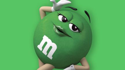 A photo of the Green M&M character pre-makeover.