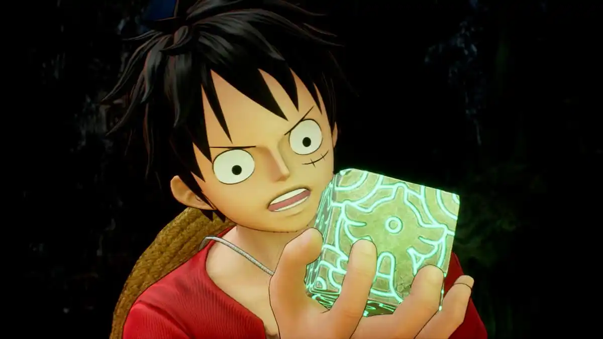 Luffy holding a memory cube in One Piece Odyssey