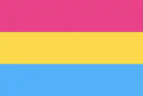 Pansexual pride flag: pink, yellow, and blue stripes