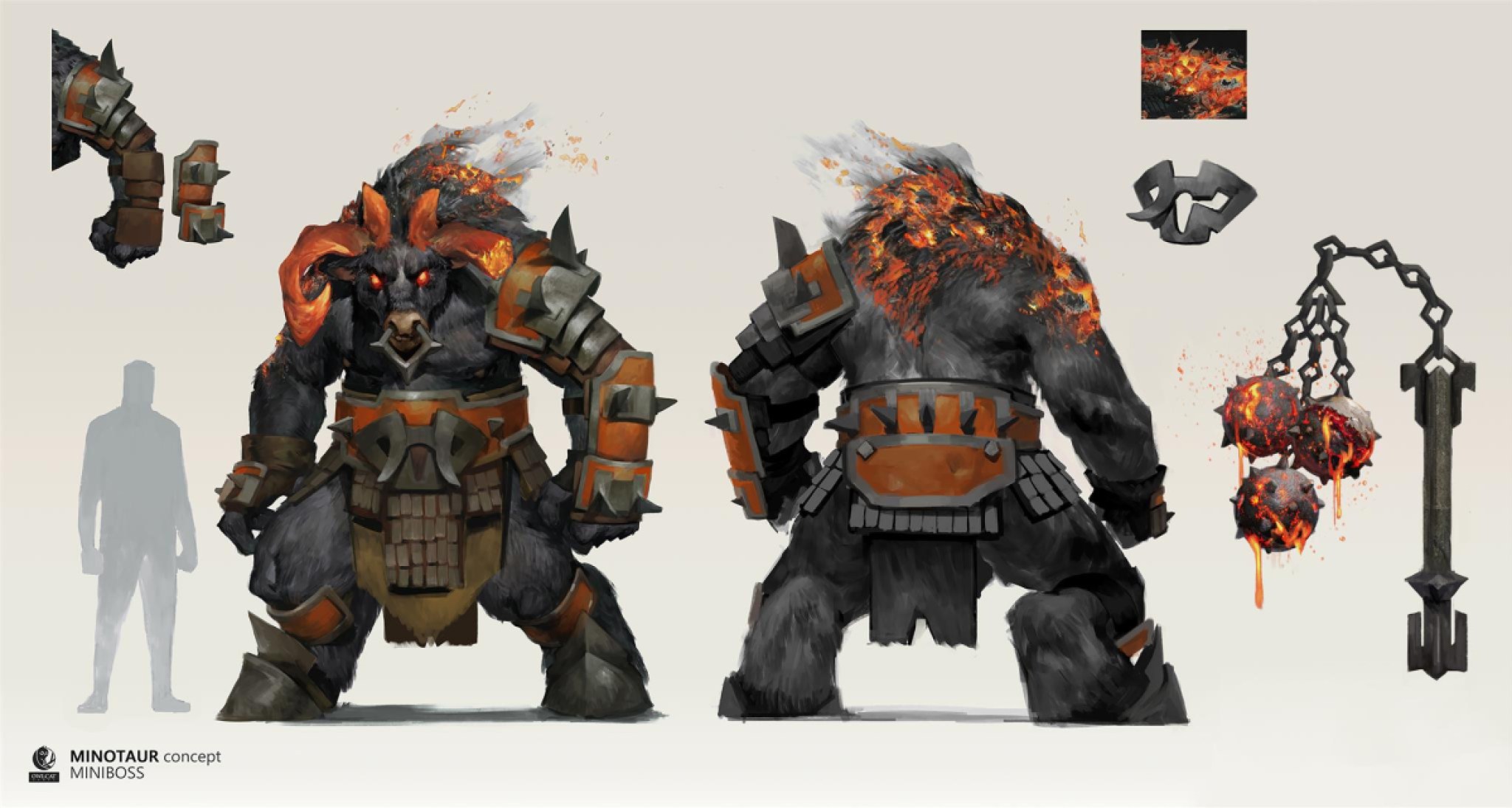 Concept art of a minotaur mini-boss in Pathfinder: Wrath of the Righteous