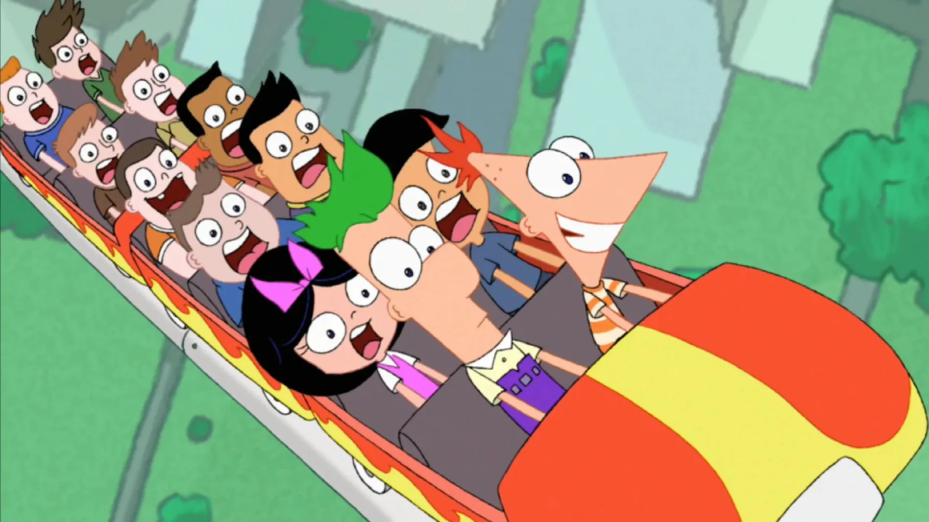 Phineas and Ferb in the show's pilot episode Rollercoaster