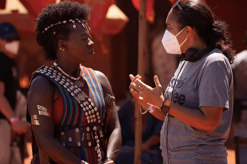 Gina Prince-Bythewood directs Viola Davis in The Woman King